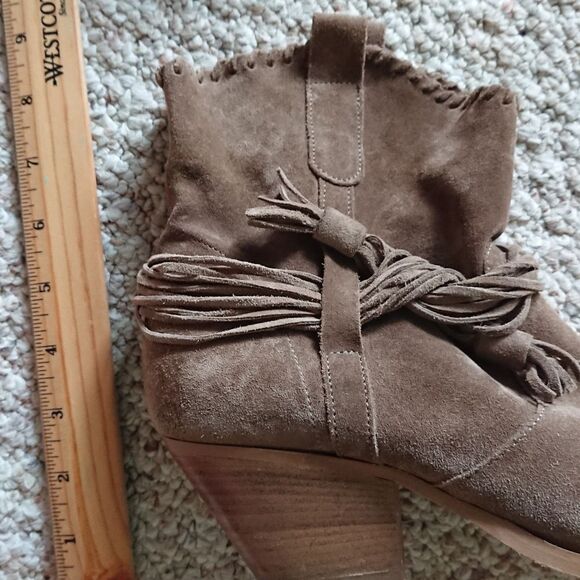 Ron White Brailee Ankle BOOTS Western Tassels brown Suede Pull On size 39.5 - Picture 8 of 11